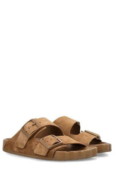 Balenciaga Camel Suede Sunday Slippers