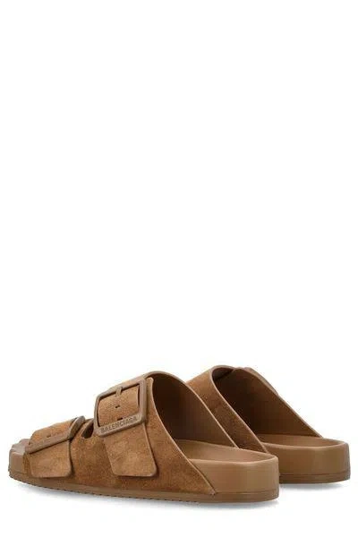 Balenciaga Camel Suede Sunday Slippers