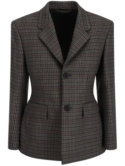 Balenciaga Checked Padded Wool Blazer