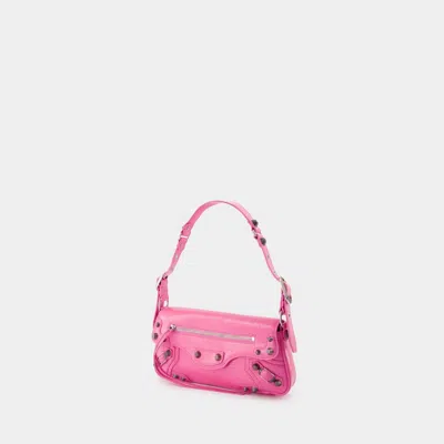 Balenciaga Green Leather Shoulder Handbag With Magnetic Closure And Metal Details