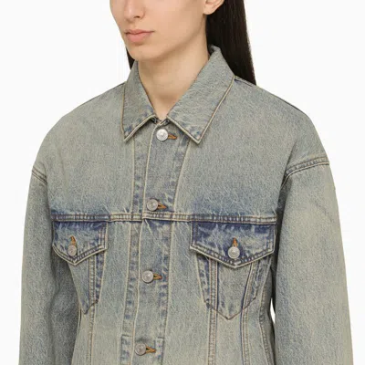 Balenciaga Women's Denim Hourglass Jacket In Blue