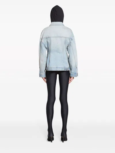 Balenciaga Women's Denim Hourglass Jacket In Blue