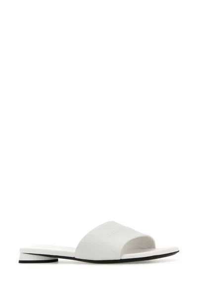Balenciaga Logo Embossed Leather Square Toe Sandals