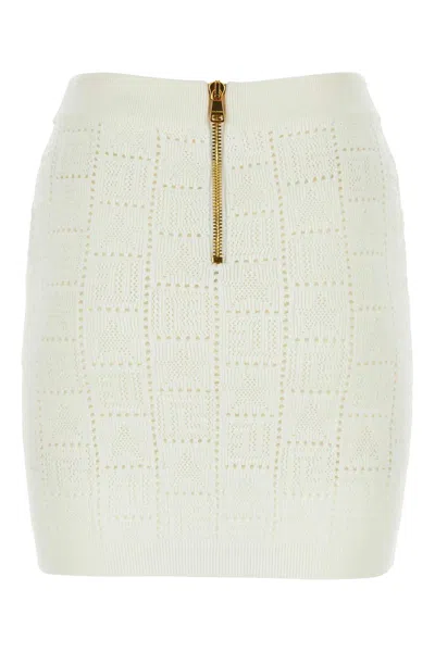 Balmain Ivory Viscose Blend Mini Skirt