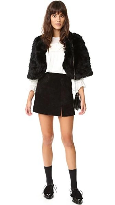 Shop Adrienne Landau Knit Fur Capelet In Black