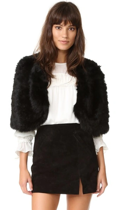 Shop Adrienne Landau Knit Fur Capelet In Black