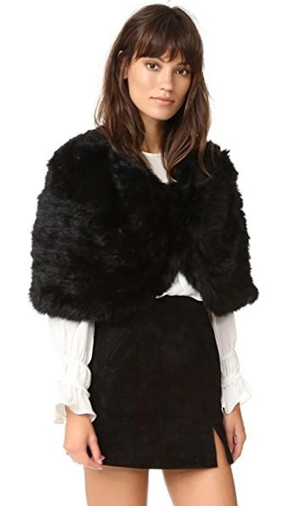 Shop Adrienne Landau Knit Fur Capelet In Black