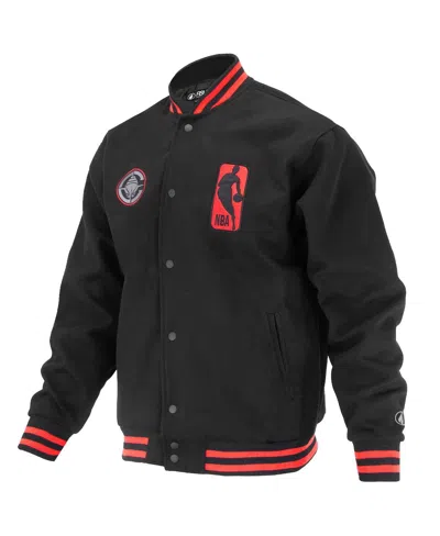 Fisll Men's And Women's Black La Clippers Logo Man Shadow Collection Full-snap Varsity Jacket