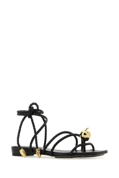 Bottega Veneta Sandali Flat Adam In Pelle Nera Donna