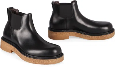 Bottega Veneta Black Leather Haddock Ankle Boots