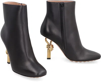 Bottega Veneta Black Leather Knot Ankle Boots