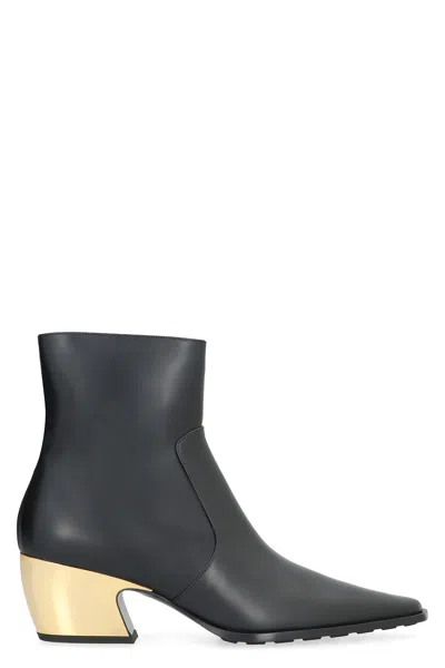 Bottega Veneta Leather Tokyo Western Booties With Metal Heel 5cm