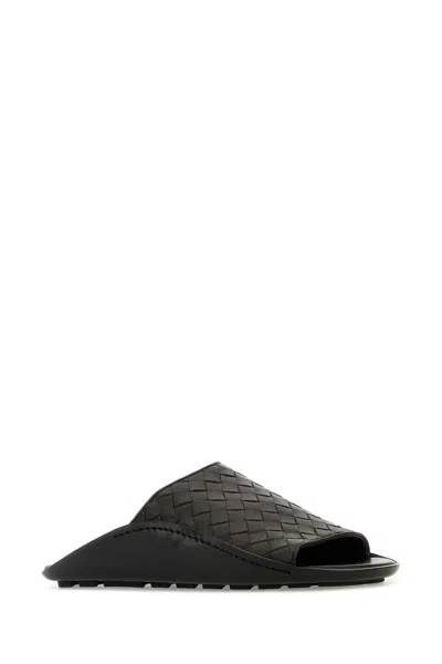 Bottega Veneta Brown Leather Wave Slippers