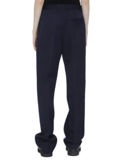 Bottega Veneta Tailored Blue Wool Trousers For Women | ModeSens