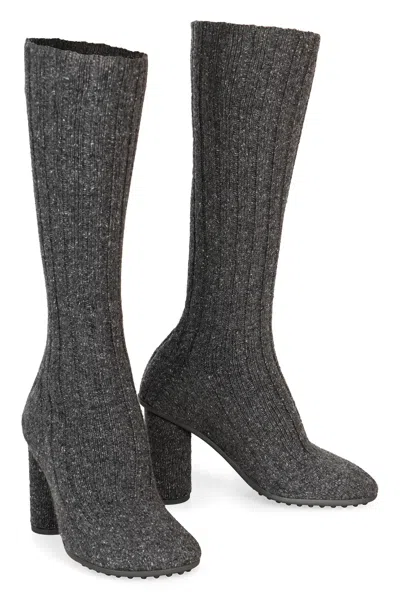 Bottega Veneta Women Melange Dark Grey Fabric Atomic Ankle Boots