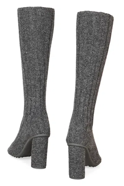 Bottega Veneta Women Melange Dark Grey Fabric Atomic Ankle Boots