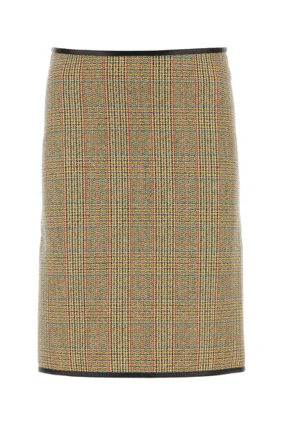 Bottega Veneta Prince Of Wales Wool Skirt