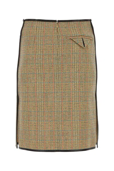 Bottega Veneta Prince Of Wales Wool Skirt