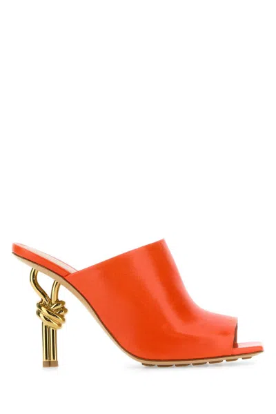 Bottega Veneta Orange Nappa Leather Knot Heels