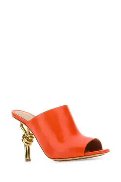 Bottega Veneta Orange Nappa Leather Knot Heels