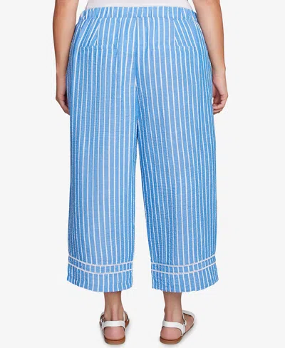 Ruby Rd. Plus Size Yarn Dye Stripe Relaxed Soft Capri Pants In Blue