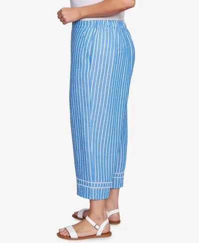 Ruby Rd. Plus Size Yarn Dye Stripe Relaxed Soft Capri Pants In Blue