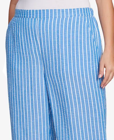 Ruby Rd. Plus Size Yarn Dye Stripe Relaxed Soft Capri Pants In Blue