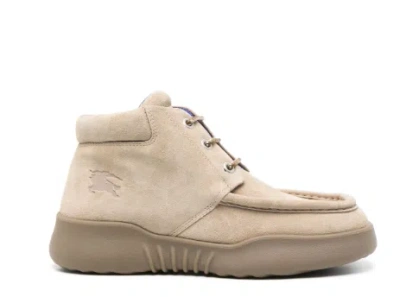 Burberry Beige Suede Log Ankle Boots