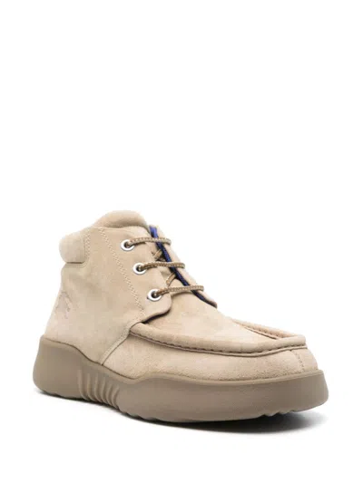 Burberry Beige Suede Log Ankle Boots