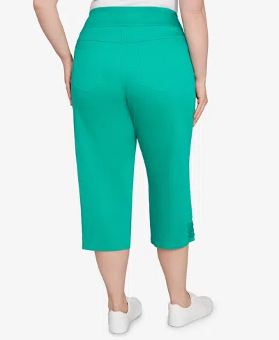 Ruby Rd. Plus Size Ladder Hem Soft Denim Capri Pants In Green