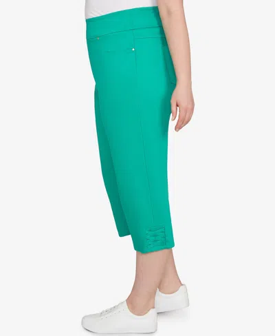 Ruby Rd. Plus Size Ladder Hem Soft Denim Capri Pants In Green