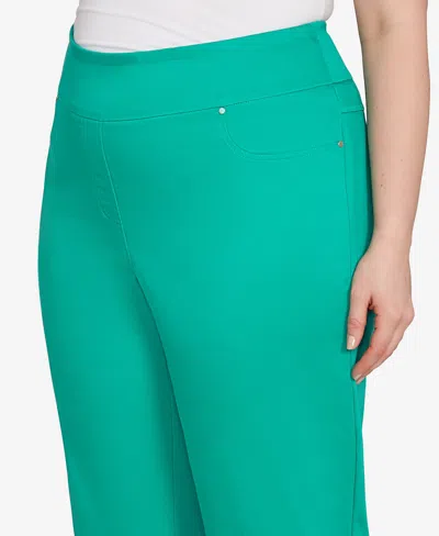 Ruby Rd. Plus Size Ladder Hem Soft Denim Capri Pants In Green