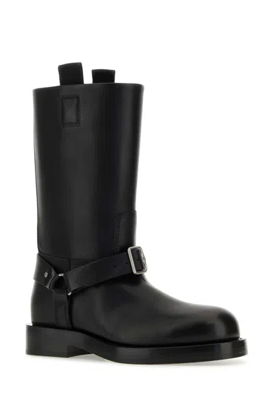 Burberry Strap Detail Leather Boots