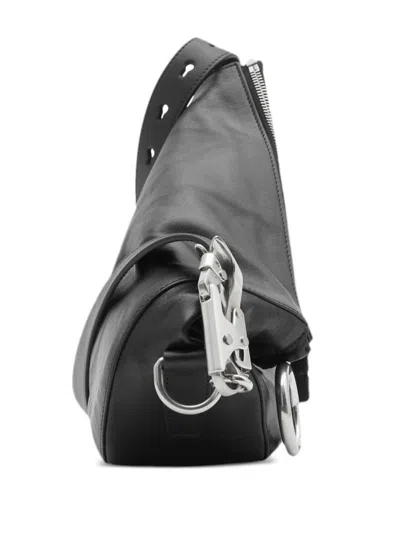 Burberry Woman Black Leather Knight Medium Shoulder Bag