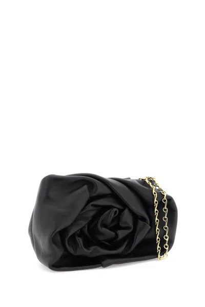 Burberry Black Lambskin With Rose Detailing Bag