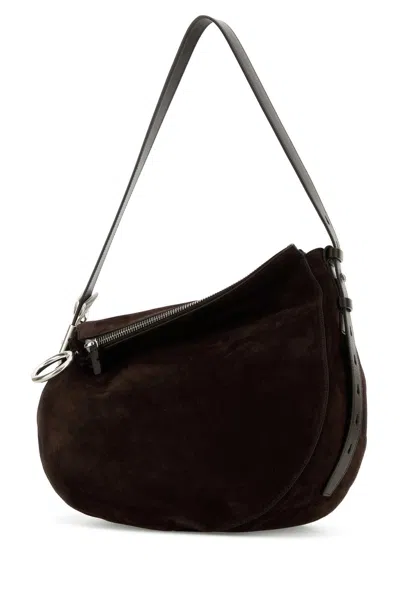 Burberry Chocolate Suede Medium Knight Shoulder Bag