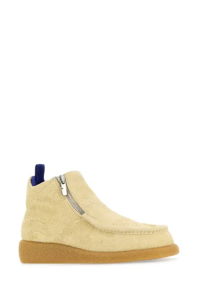 Burberry Cream Suede Chance Ankle Boots