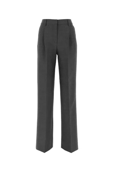 Shop Burberry Dark Grey Wool Wide-leg Pant