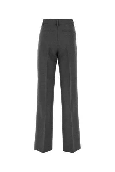 Burberry Tailored Straight Leg Wool Trousers In Gray
