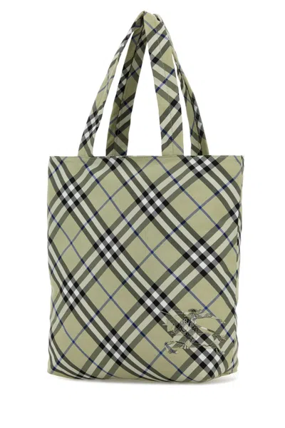 BURBERRY BURBERRY EMBROIDERED CANVAS CHECK SHOPPING BAG 