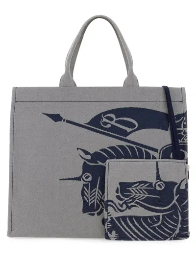 Burberry Navy Medium Ekd Canvas Tote