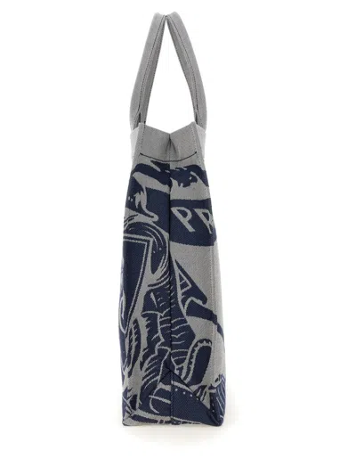 Burberry Navy Medium Ekd Canvas Tote
