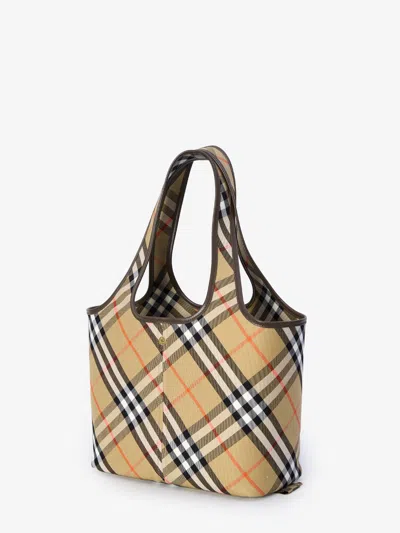 Burberry Embroidered Canvas Small Check Shopping Bag