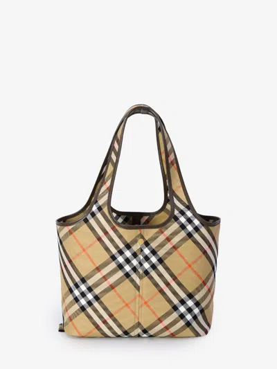 Burberry Embroidered Canvas Small Check Shopping Bag