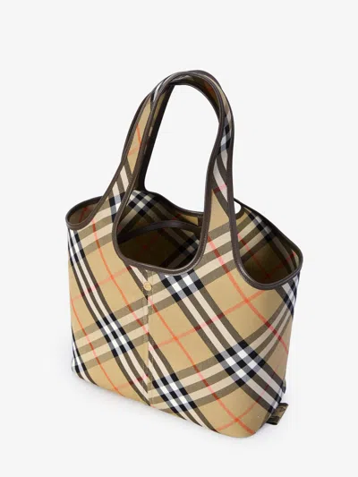 Burberry Embroidered Canvas Small Check Shopping Bag