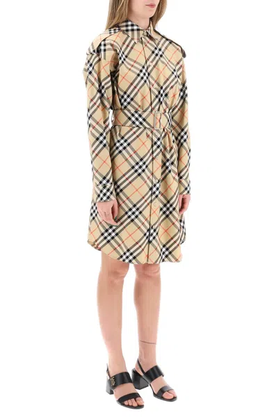 Burberry Embroidered Cotton Dress In Neutral