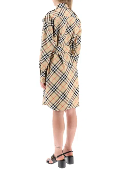 Burberry Embroidered Cotton Dress In Neutral