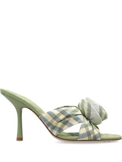 Burberry Fabric Embroidered Mews Mules With Knotted Detail