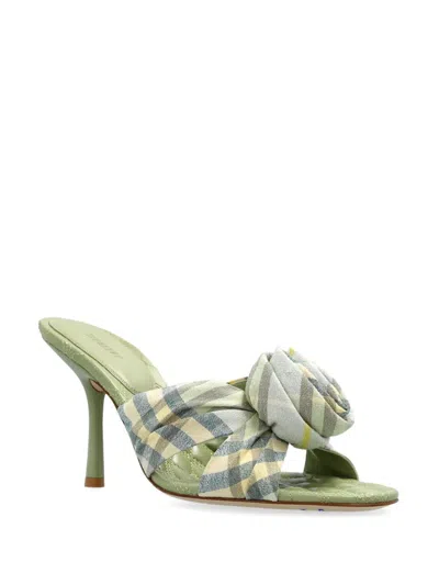 Burberry Fabric Embroidered Mews Mules With Knotted Detail