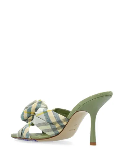 Burberry Fabric Embroidered Mews Mules With Knotted Detail